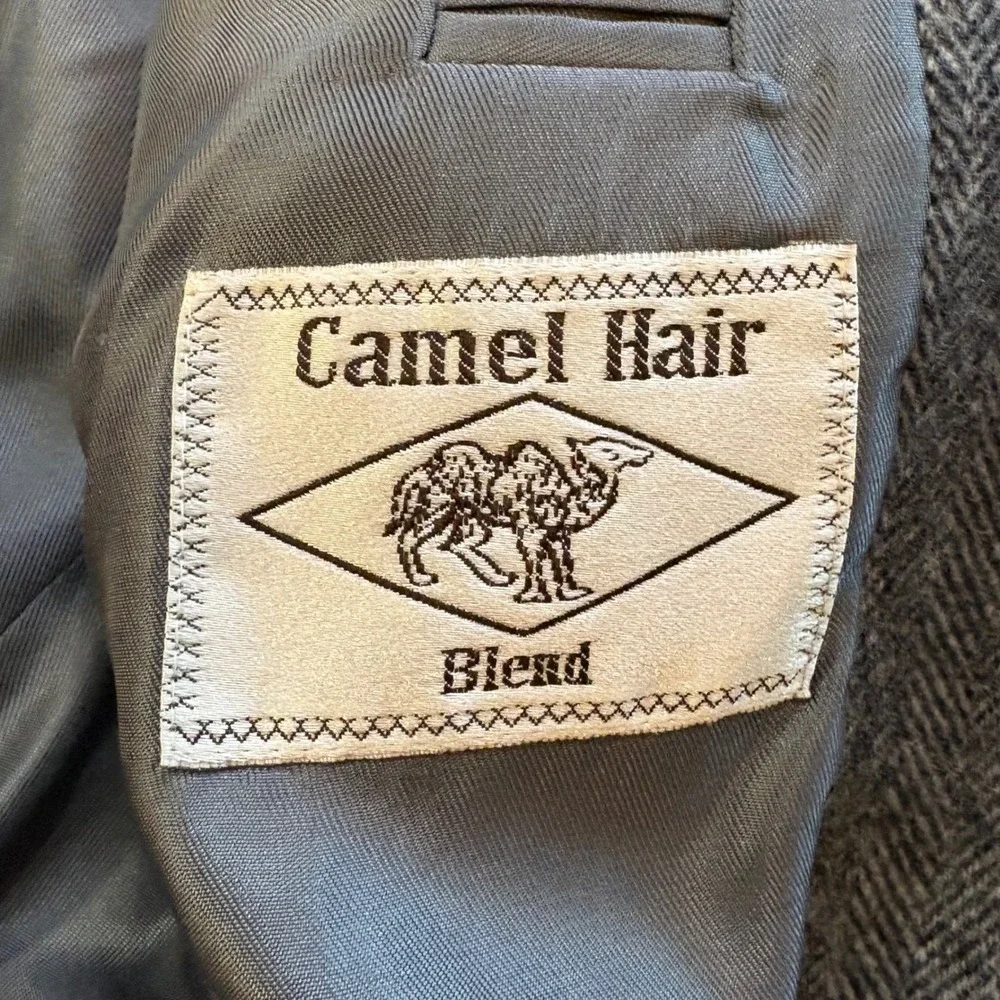 Ron Chereskin Mens Gray Herringbone Wool Camel Hair‎ Sport Coat Blazer 46R